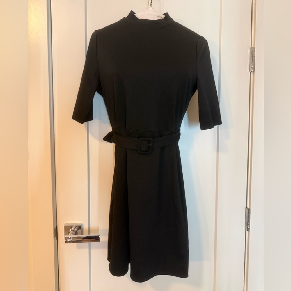 Only 3/4 Sleeve Belted Little Black Dress